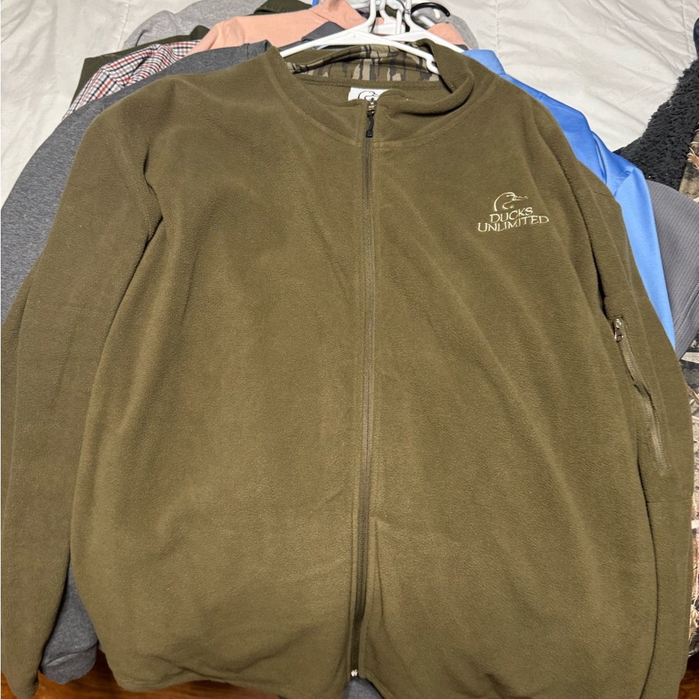 Cabela's Ducks Unlimited Olive Green Fleece Jacket